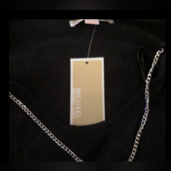 NWOT! MICHAEL KORS BLACK SPARKLE TOP WITH ACCESSORY - Picture 8 of 10